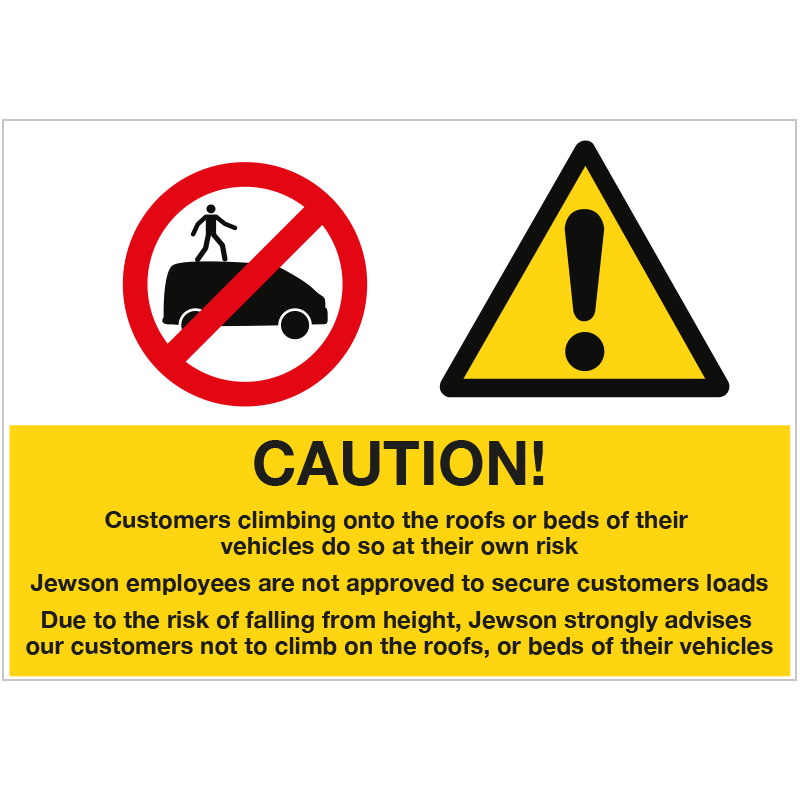 Caution falling from Height signs